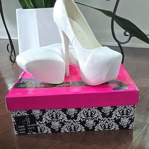 White Platform Heels with Sleek Design